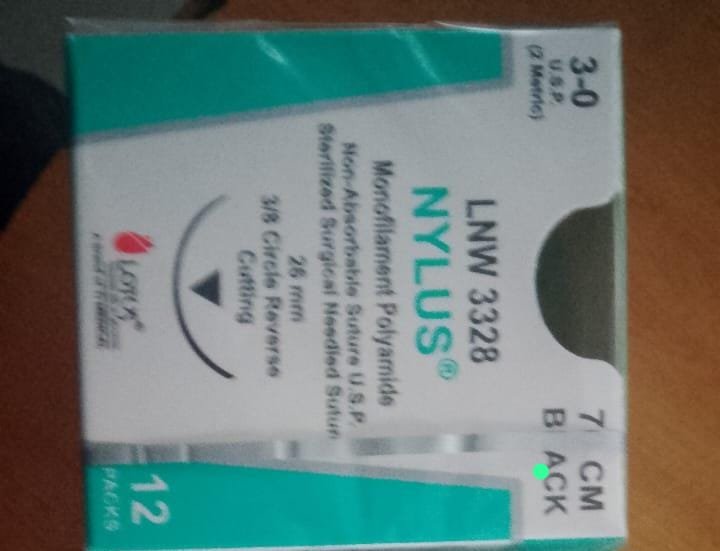 Lotus Nylus LNW 3328 Black Monofilament Polyamide Suture, a non-absorbable