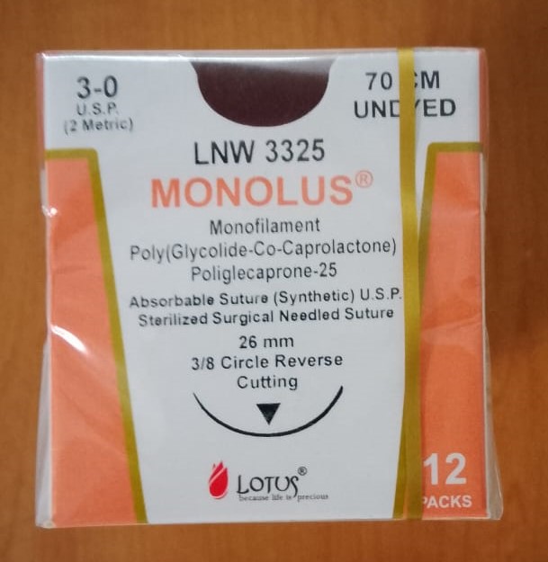 Lotus Monolus® (poliglecaprone 25) surgical suture LNW 3325
