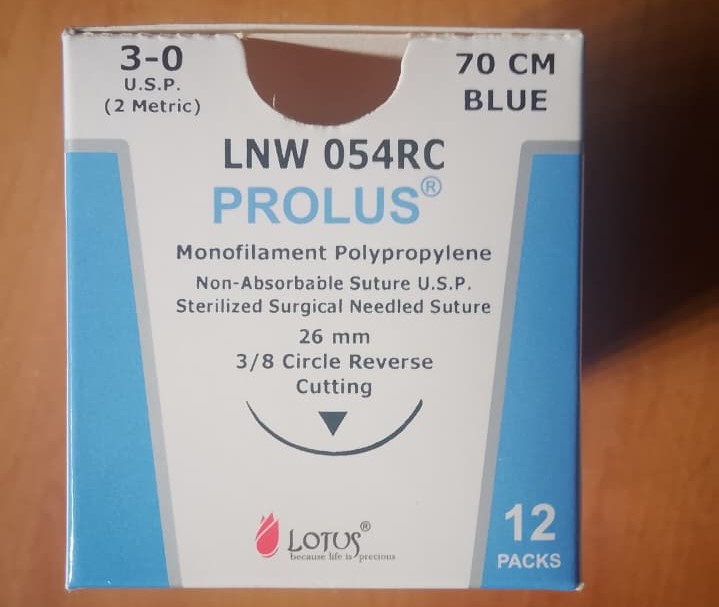 Lotus Prolus surgical sutures Non-absorbable, blue monofilament polypropylene LNW 054RC
