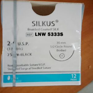 Lotus Silkus® braided coated silk non-absorbable surgical sutures REF LNW 5333S