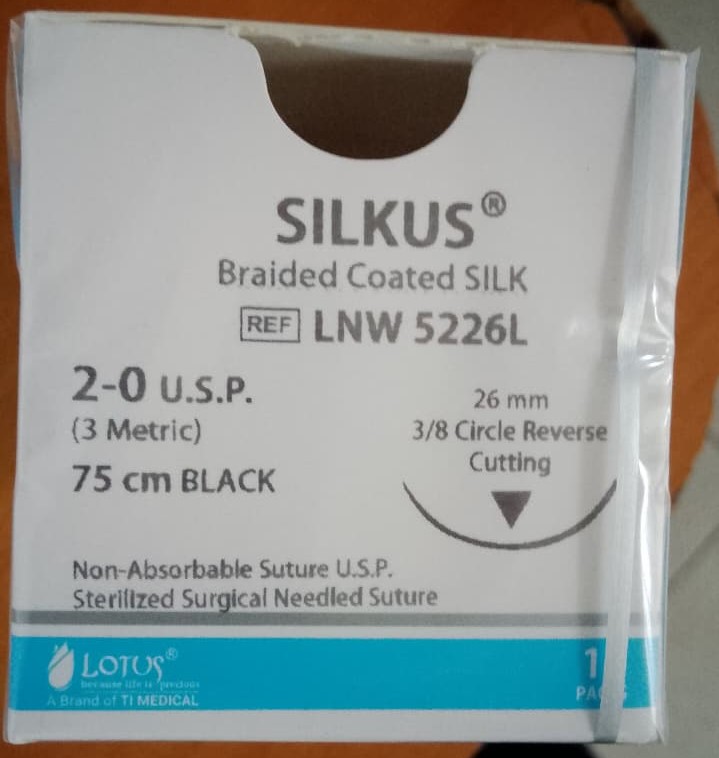 Lotus Silkus Braided Coated Silk Surgical Suture REF LNW 5226L