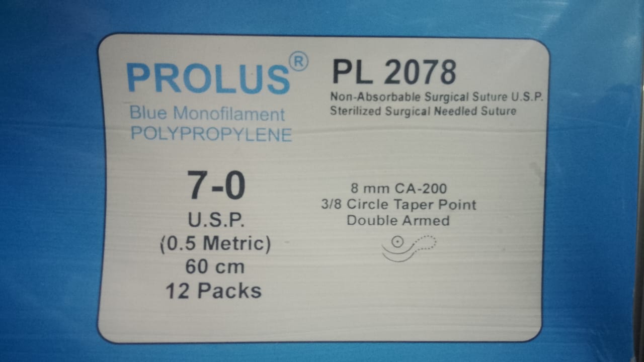 Lotus Prolus PL 2078 surgical suture, a sterile, non-absorbable monofilament polypropylene